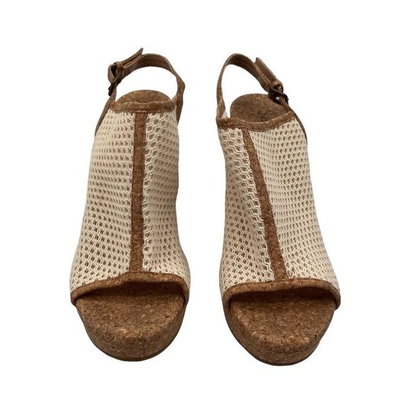 Splendid Tan Cork Mesh Platform Wedge Espadrille Sandals Size 9 Women’s - Picture 3 of 8